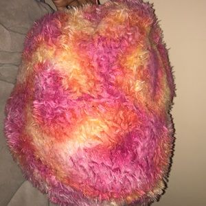 Pink orange and purple plush pillow